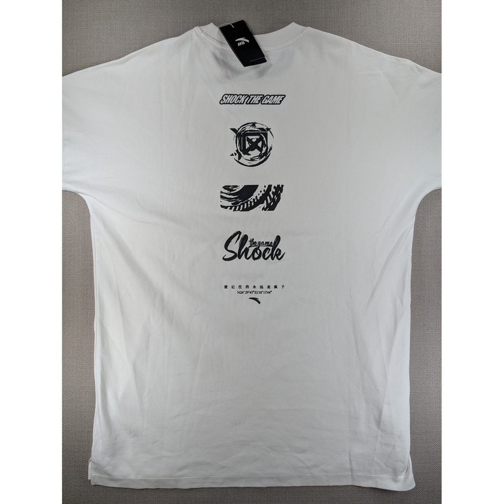 Anta Shock The Game Mens LS Tee Graphic Long Sleeve Shirt White 5XL Fits US L